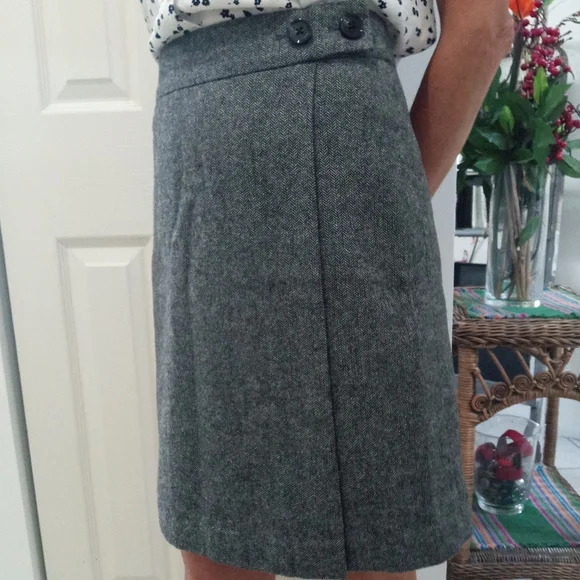 💫 Contemporaine By Simons Chic Gray A-Line Women's Woolen Blend Pencil Skirt - Picture 2 of 13